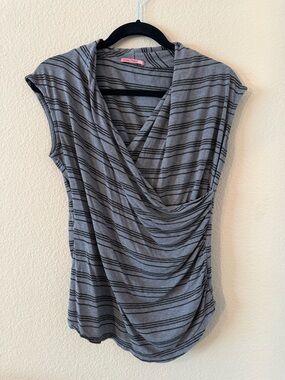 Pink Petal Tan Striped Crossover Top